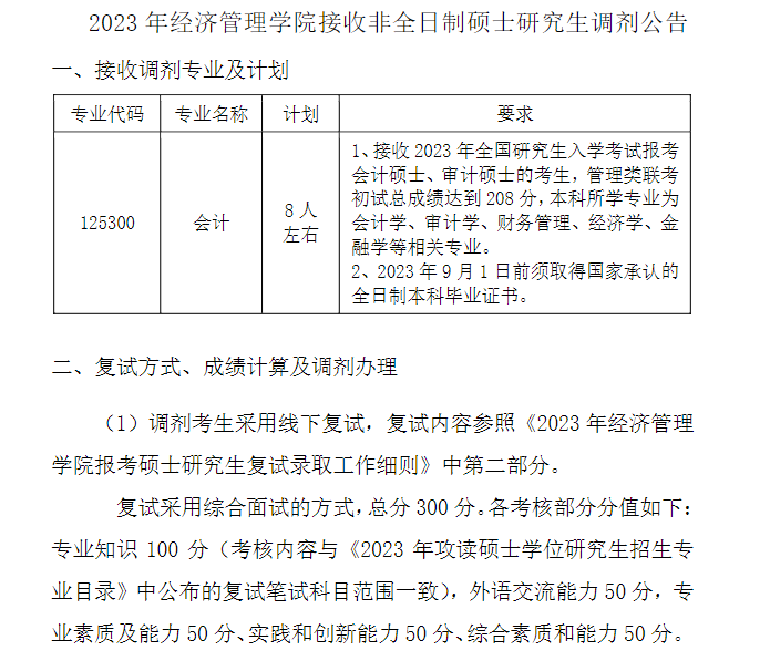 2023年南京理工大學經(jīng)濟管理學院接收非全日制碩士研究生調劑公告
